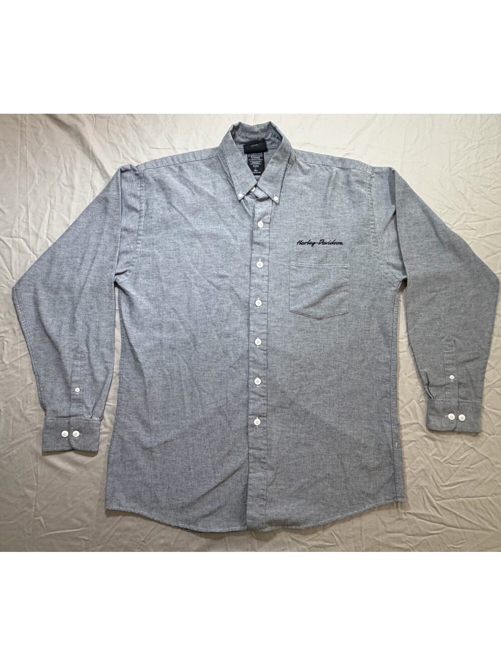 Vintage 2004 Harley-Davidson Shirt Men’s L Tall Gray Chambray Button Down